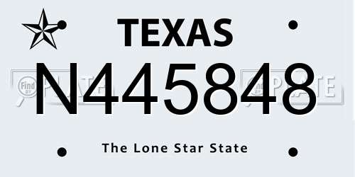 N445848 Texas License Plate