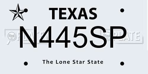 N445SP Texas License Plate