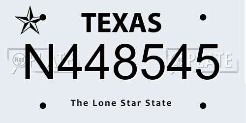 N448545 Texas License Plate