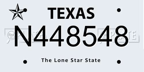 N448548 Texas License Plate