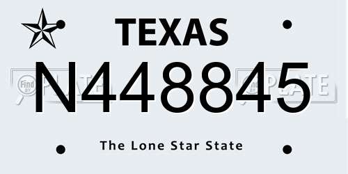 N448845 Texas License Plate