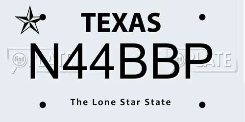 N44BBP Texas License Plate