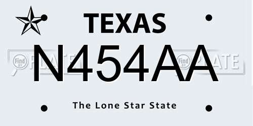 N454AA Texas License Plate