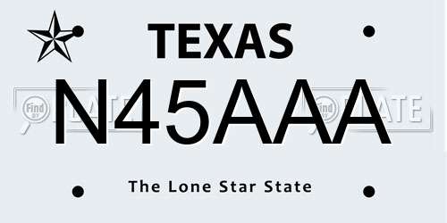 N45AAA Texas License Plate