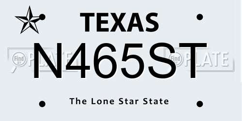N465ST Texas License Plate