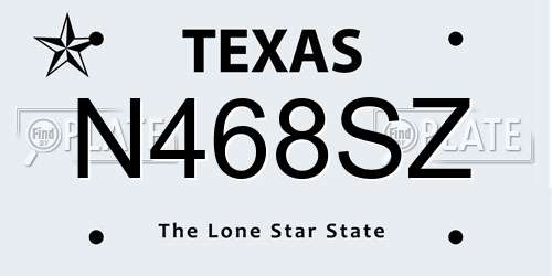 N468SZ Texas License Plate
