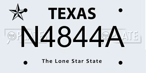 N4844A Texas License Plate