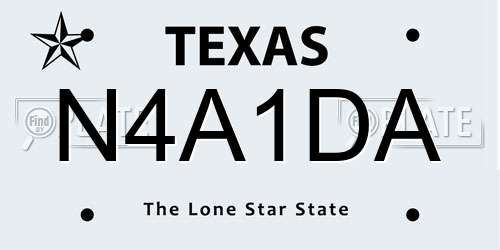 N4A1DA Texas License Plate
