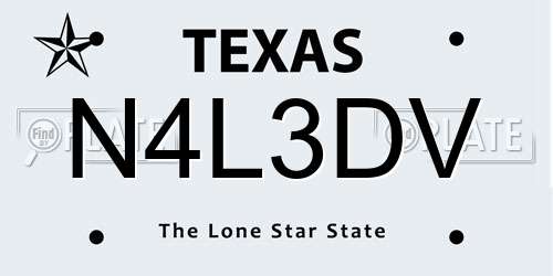 N4L3DV Texas License Plate