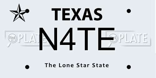N4TE Texas License Plate