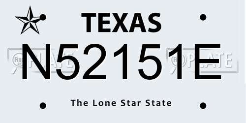 N52151E Texas License Plate