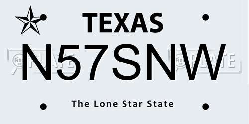 N57SNW Texas License Plate