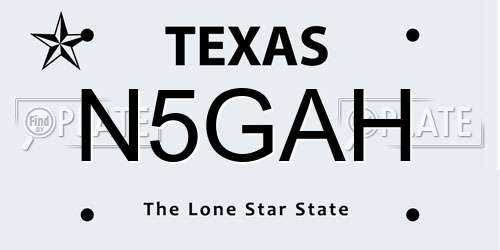 N5GAH Texas License Plate