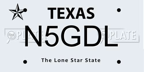 N5GDL Texas License Plate