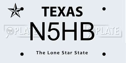 N5HB Texas License Plate