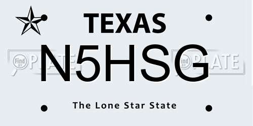 N5HSG Texas License Plate