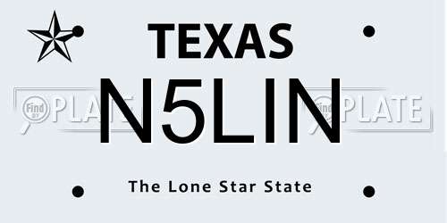 N5LIN Texas License Plate