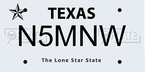 N5MNW Texas License Plate