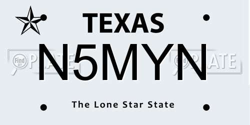 N5MYN Texas License Plate