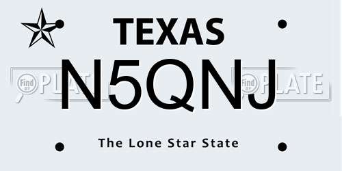 N5QNJ Texas License Plate
