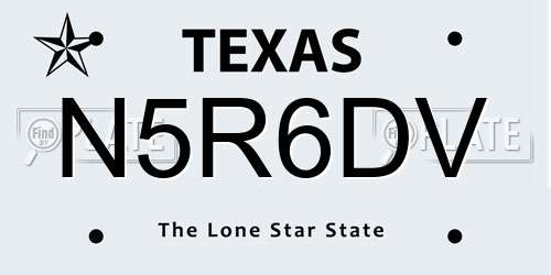 N5R6DV Texas License Plate