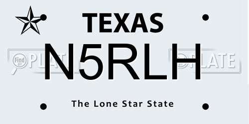 N5RLH Texas License Plate