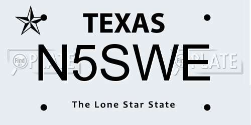 N5SWE Texas License Plate