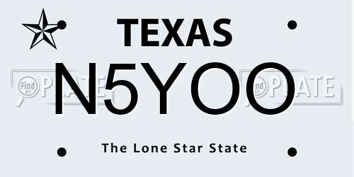 N5YOO Texas License Plate