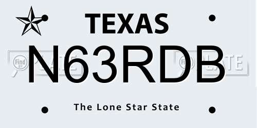 N63RDB Texas License Plate