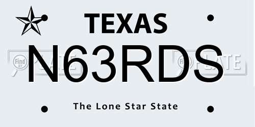 N63RDS Texas License Plate