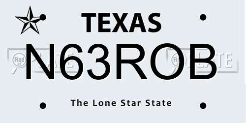 N63ROB Texas License Plate
