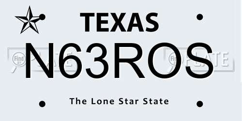 N63ROS Texas License Plate