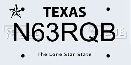 N63RQB Texas License Plate
