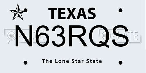N63RQS Texas License Plate