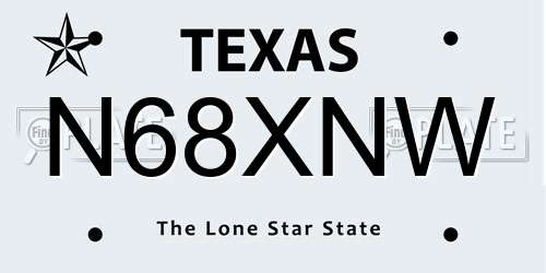 N68XNW Texas License Plate