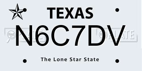 N6C7DV Texas License Plate