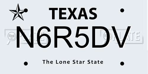 N6R5DV Texas License Plate