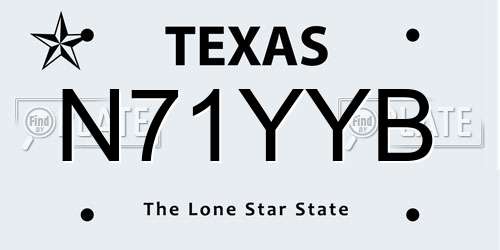 N71YYB Texas License Plate
