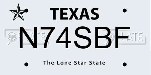 N74SBF Texas License Plate