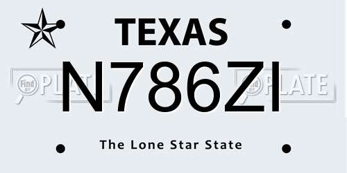 N786ZI Texas License Plate