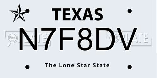 N7F8DV Texas License Plate