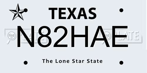 N82HAE Texas License Plate