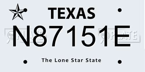 N87151E Texas License Plate