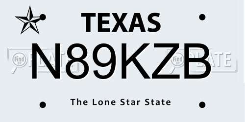 N89KZB Texas License Plate
