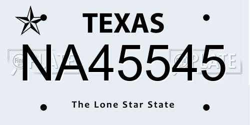 NA45545 Texas License Plate