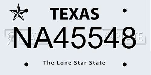 NA45548 Texas License Plate