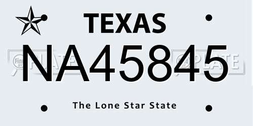 NA45845 Texas License Plate