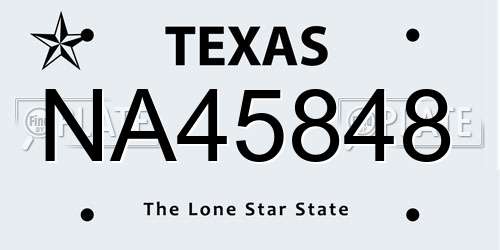 NA45848 Texas License Plate