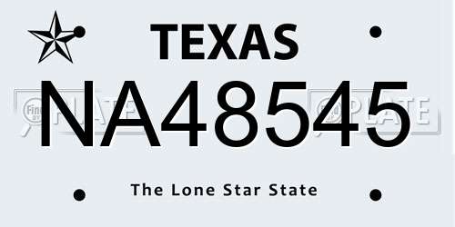 NA48545 Texas License Plate