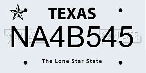 NA4B545 Texas License Plate